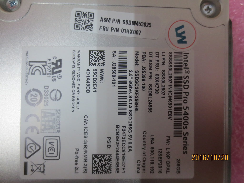 Lenovo Ssd_Asm 256G,2.5-Inch ,7Mm,Sat - 01HX007