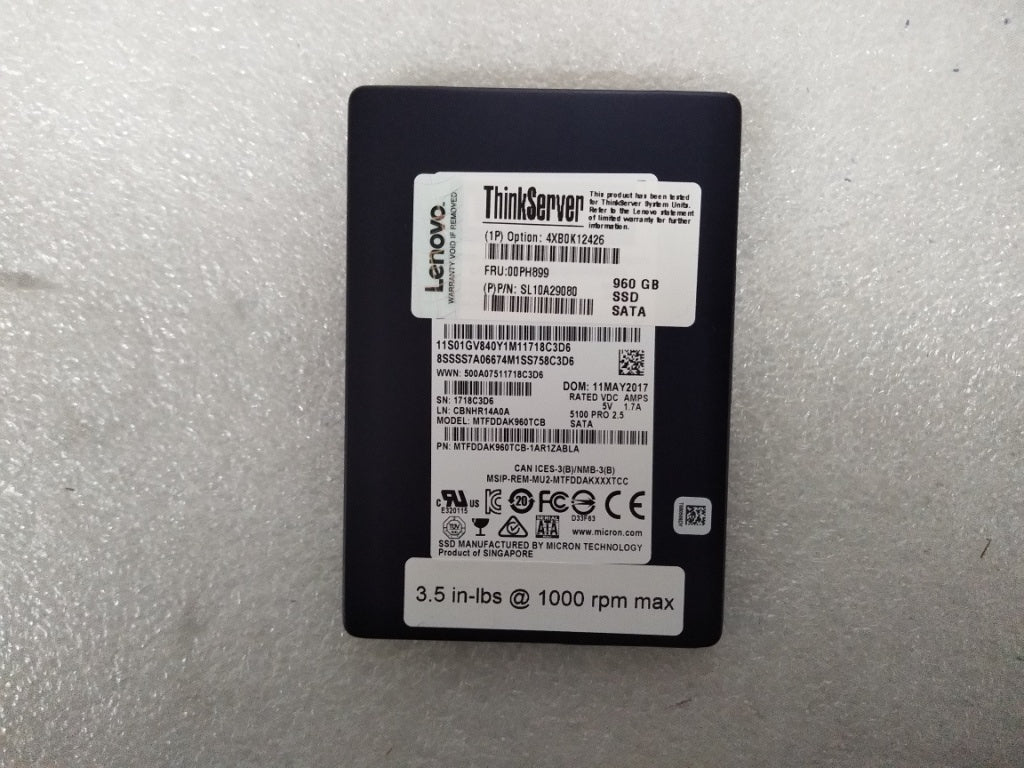 Lenovo Nhs 960Gb 6Gbps Sata 2.5-Inch - 00PH899