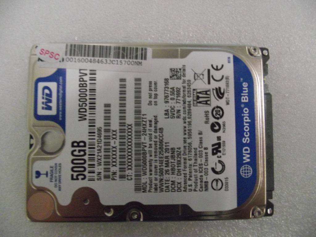 Lenovo 16004846 Hdd Wd Wd5000Bpvt-24Hxzt1 5400