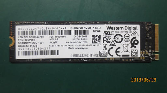 Lenovo 512G,M.2,2280,Pcie3X4,Wd,Opal - 00UP683