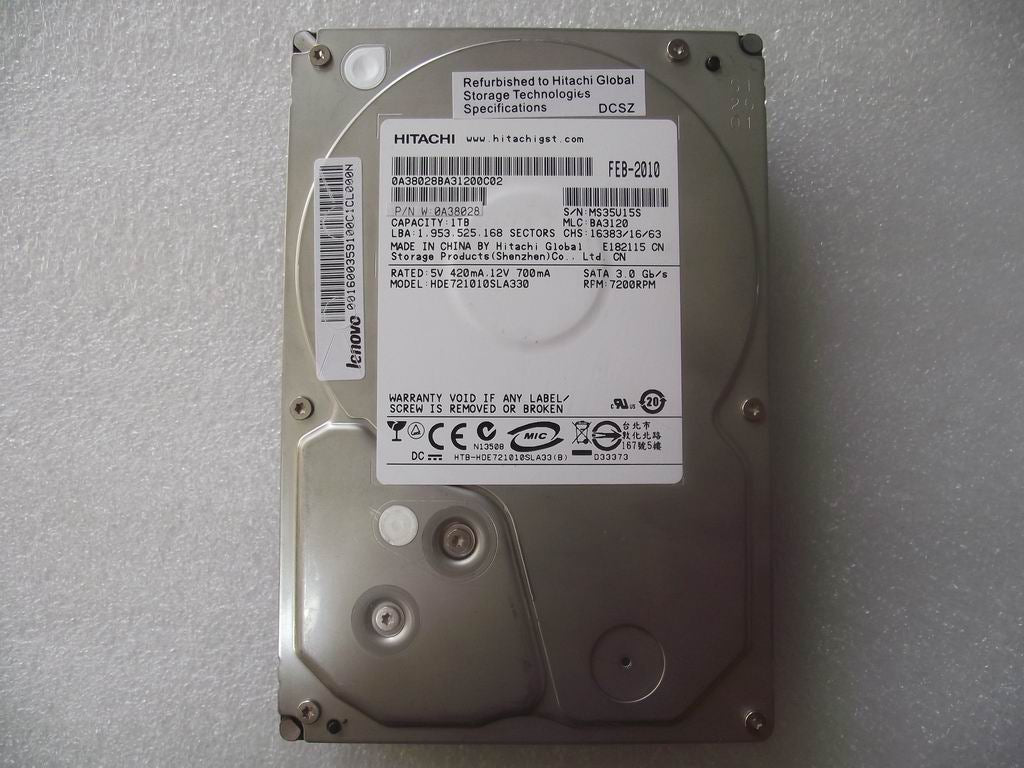 Lenovo 16003591 Hde721010Sla330 1Tb32M7200Sata