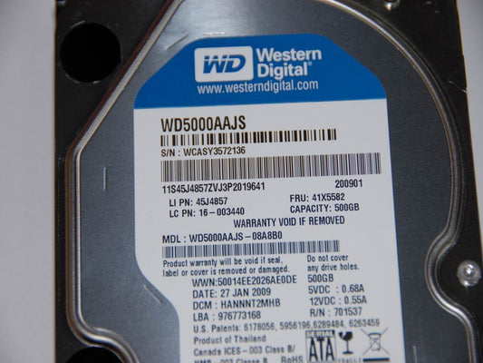 Lenovo 16003440 Hdd 500G Sata2 Wd5000Aajs-08A8