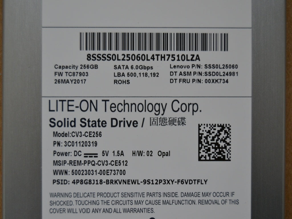Lenovo Ssd Asm 256G,2.5-Inch ,7Mm,Sat - 00XK734