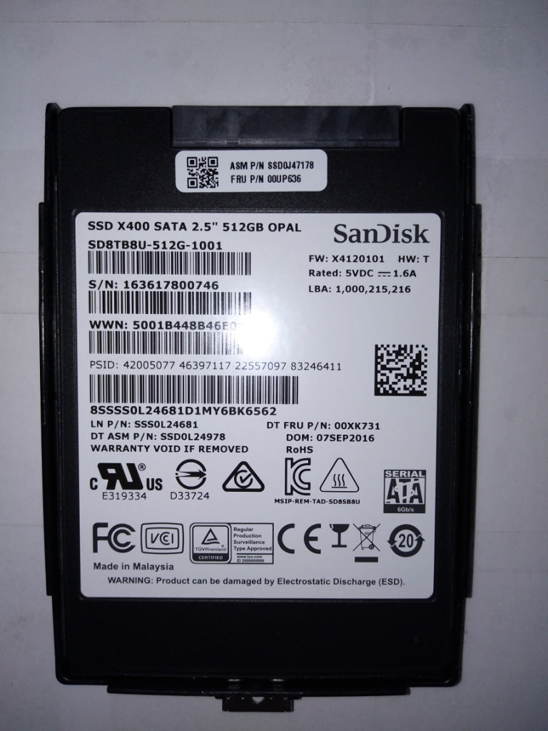 Lenovo 512G,2.5-Inch ,7Mm,Sata6G,San, - 00UP636