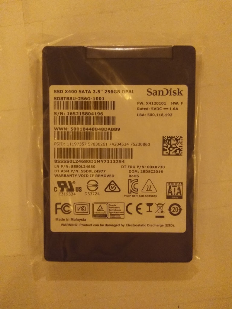 Lenovo 00XK730 Ssd Asm 256G,2.5-Inch ,7Mm,Sat