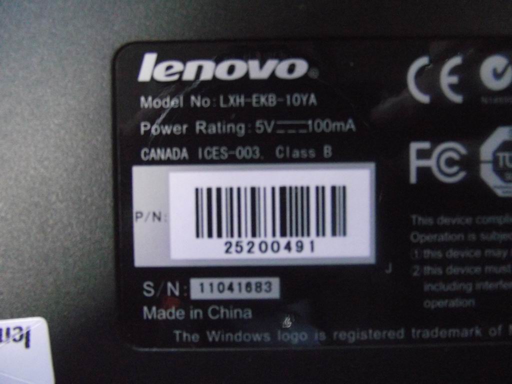 Lenovo 25200491 Kb Sunrex Lxh-Ekb-10Ya(Us) B-S