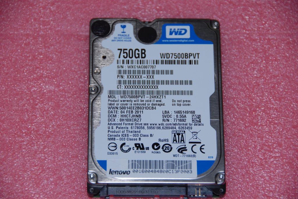 Lenovo 16004848 Hdd 750G Wd Wd7500Bpvt-24Hxzt1