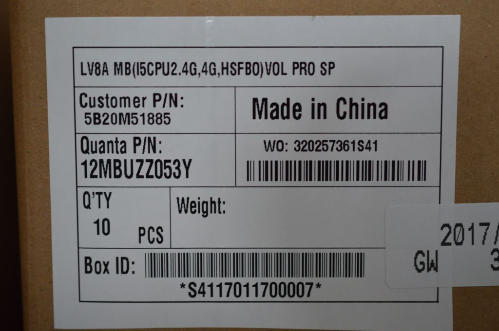 Lenovo Lv8A Mb(I5Cpu2.4G,4G,Hsfbo)Vol - 5B20M51885