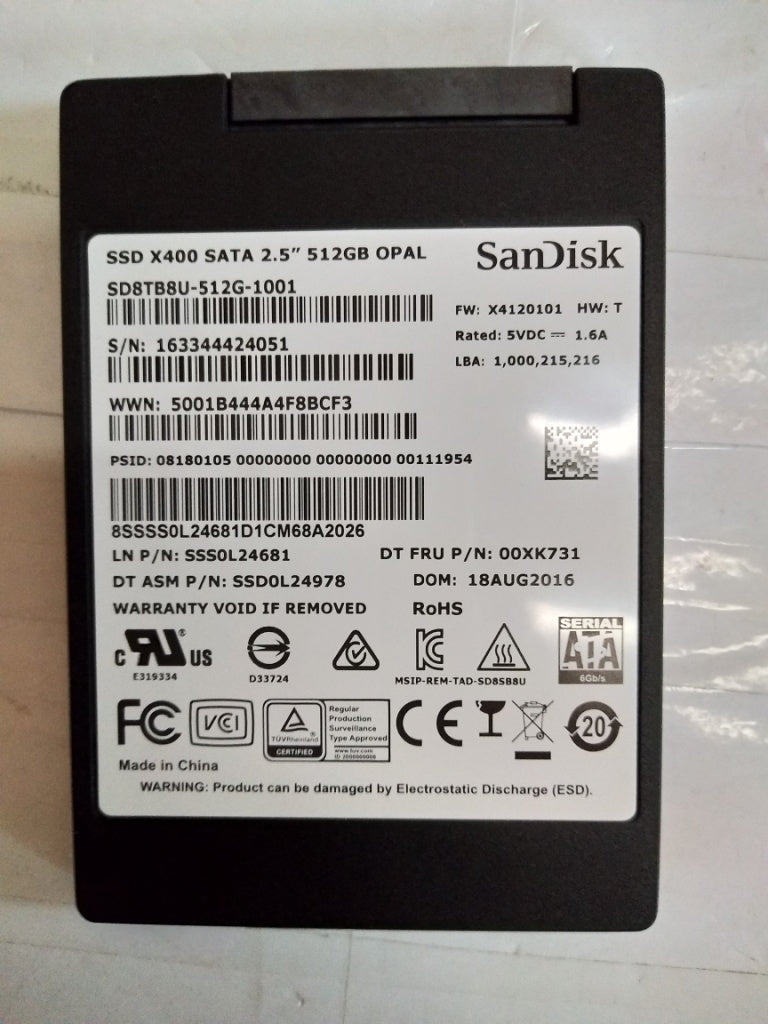 Lenovo Ssd Asm 512G,2.5-Inch ,7Mm,Sat - 00XK731