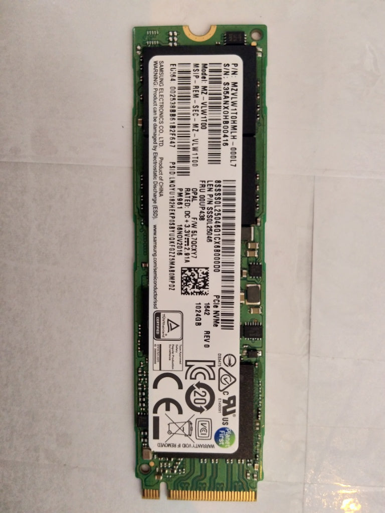 Lenovo 1024G, M.2, 2280, Pcie3X4, Sam - 00UP438