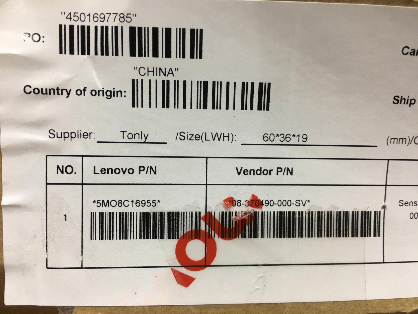 Lenovo Sensor Rubber And*08-370490-00 - 5MO8C16955