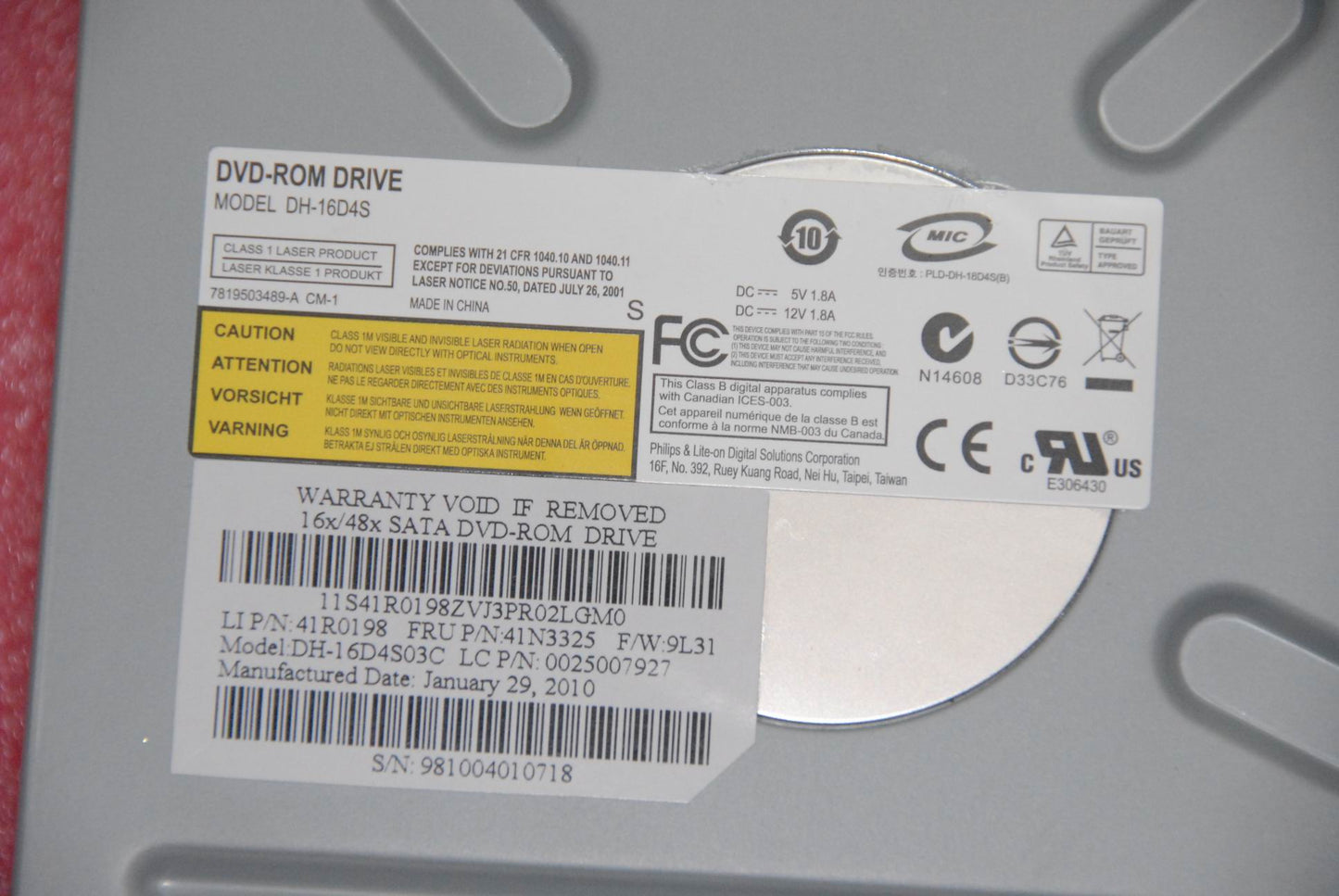 Lenovo 25007927 Dvdrom Plds 16X Dh-16D4S Sata