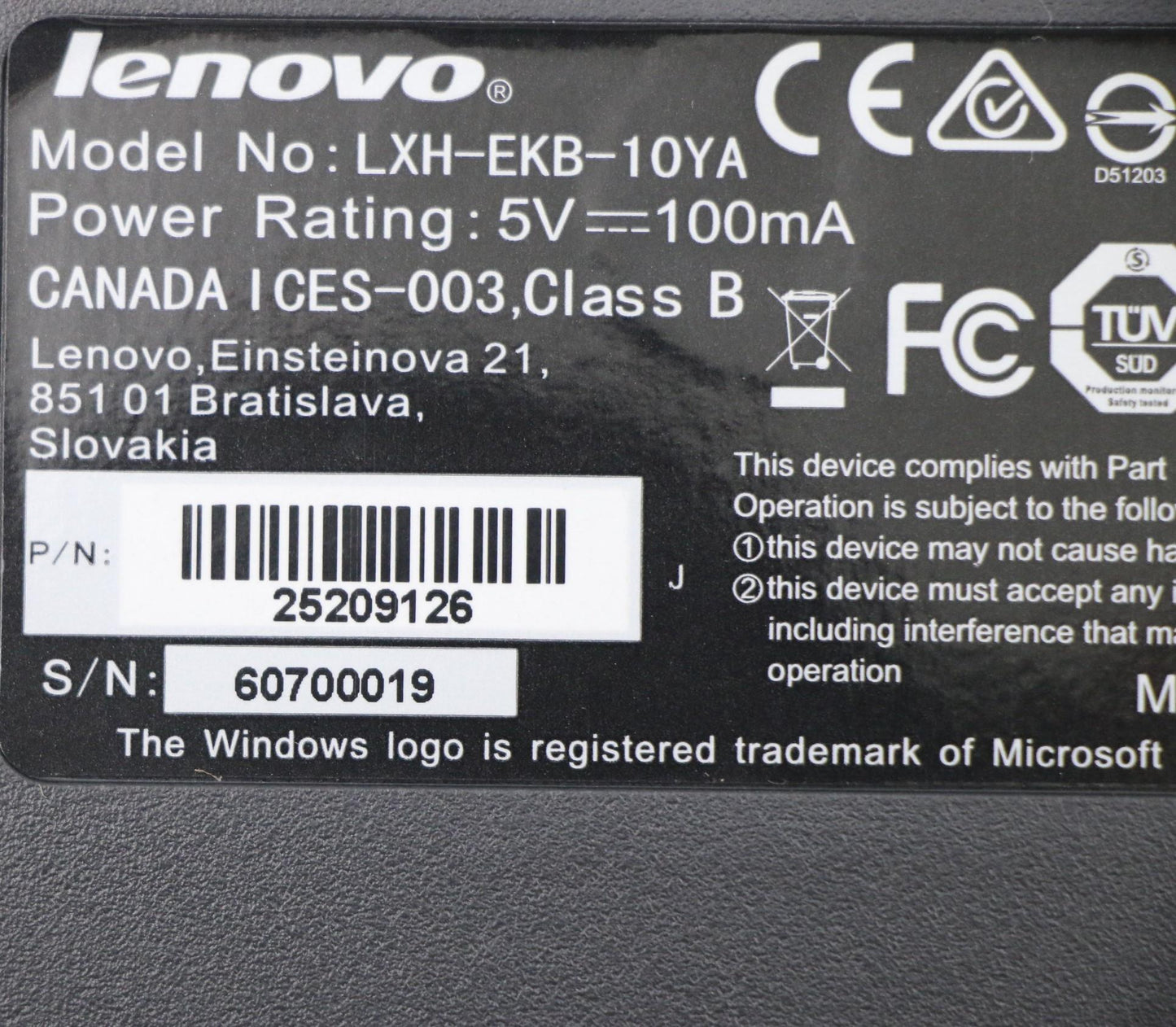 Lenovo 25209126 Kb Keyboards External