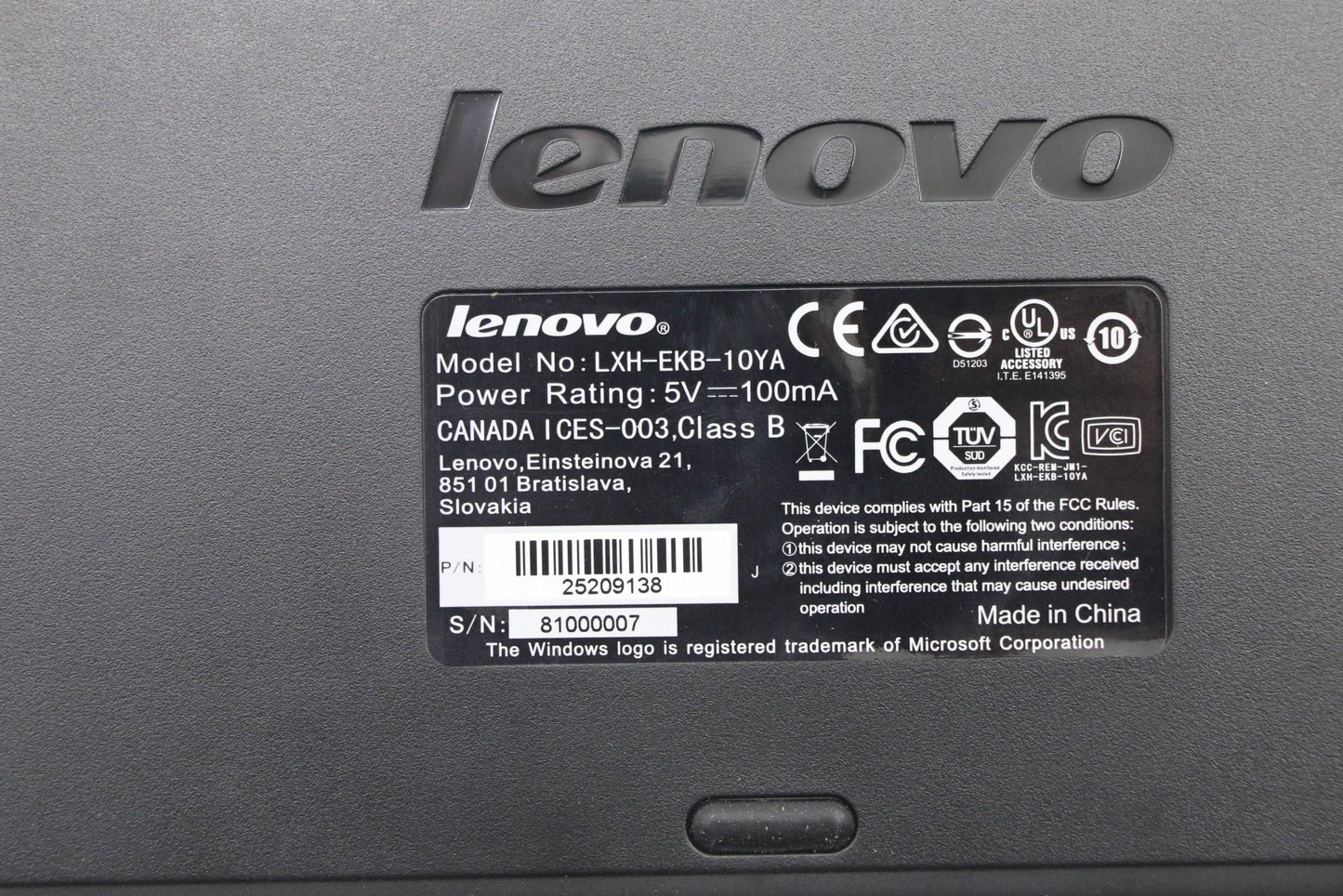 Lenovo 25209138 Kb Keyboards External