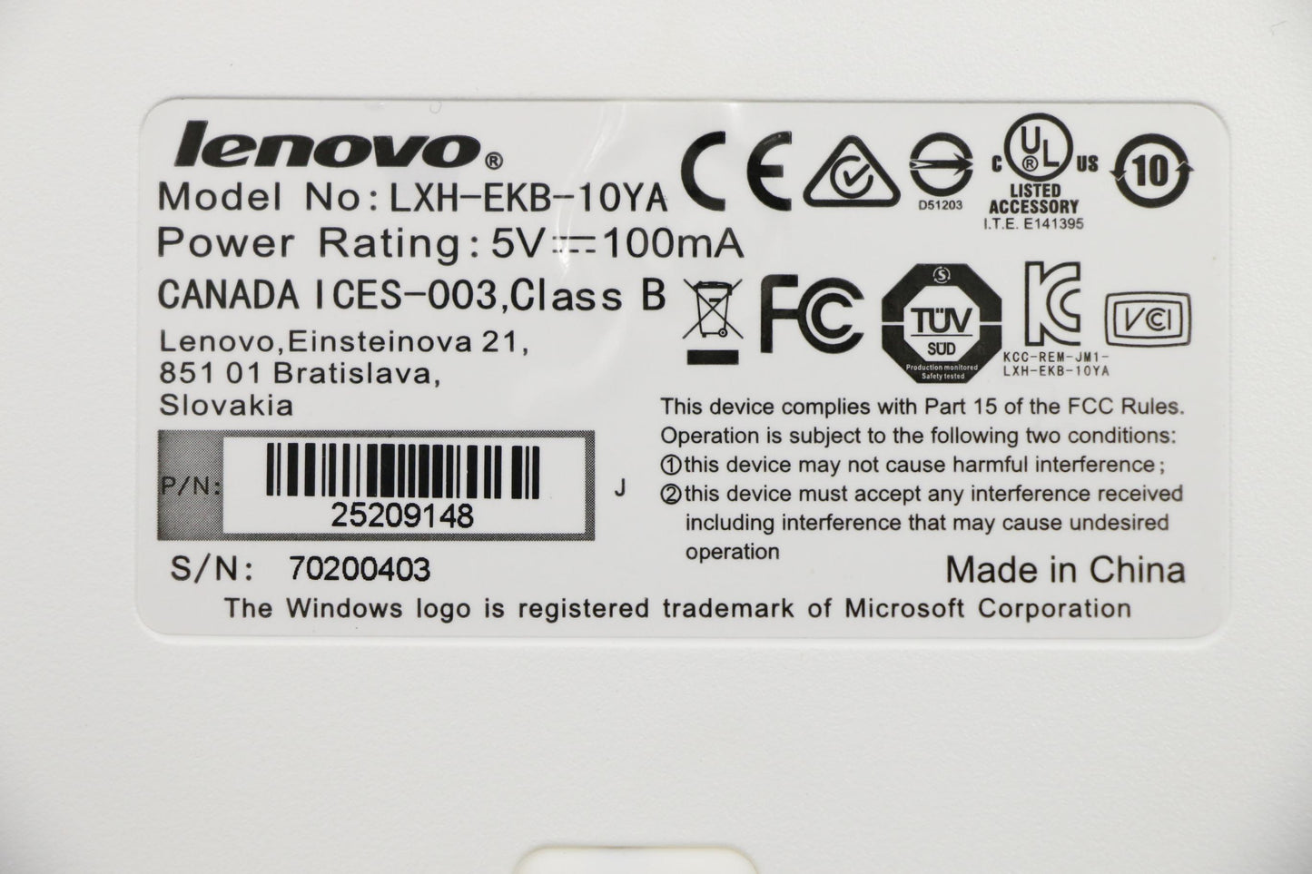 Lenovo Kb Keyboards External - 25209148