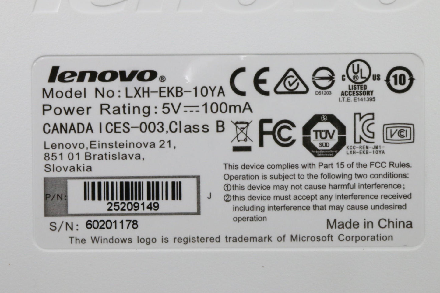 Lenovo Kb Keyboards External - 25209149