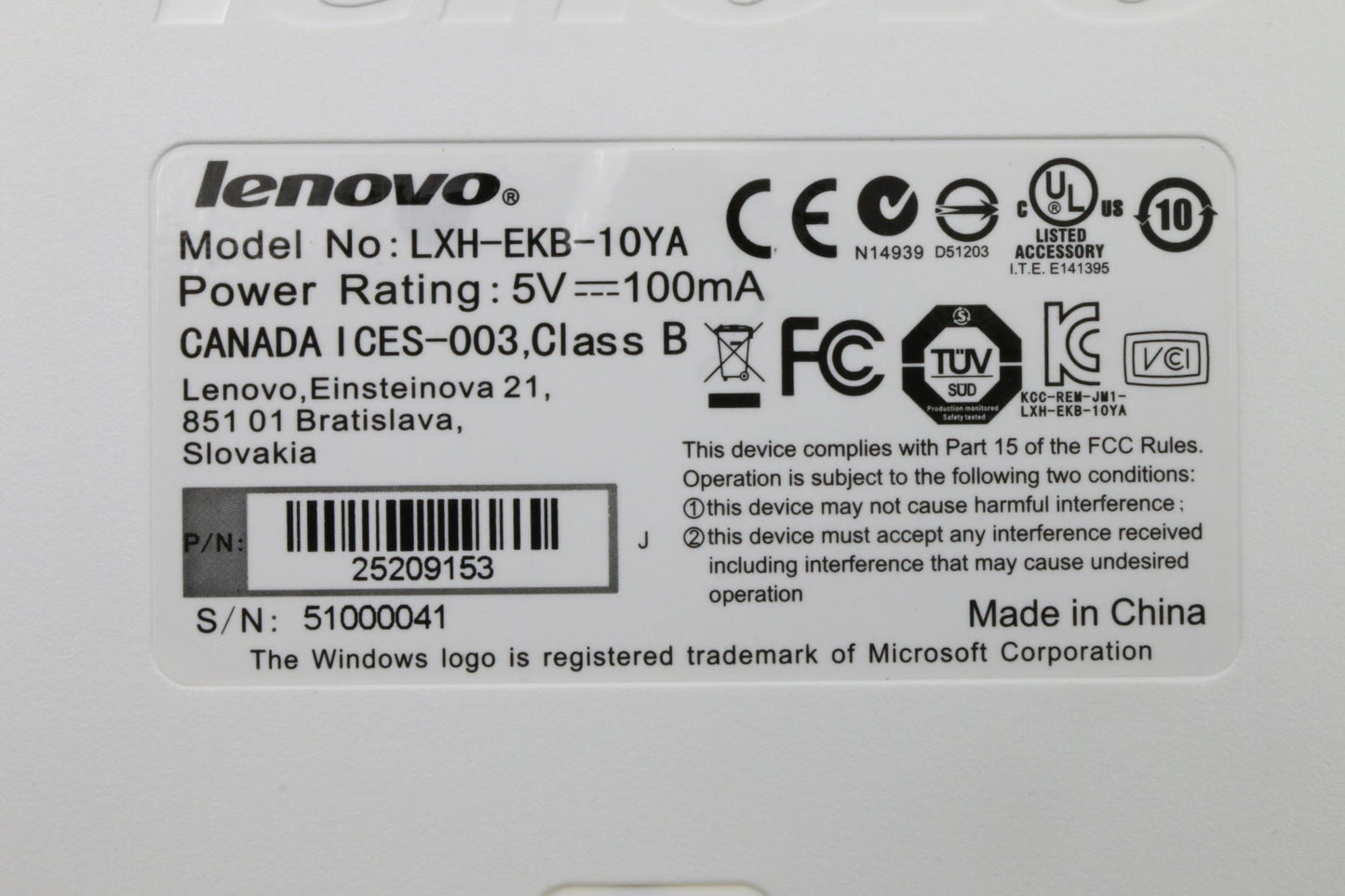 Lenovo Kb Keyboards External - 25209153