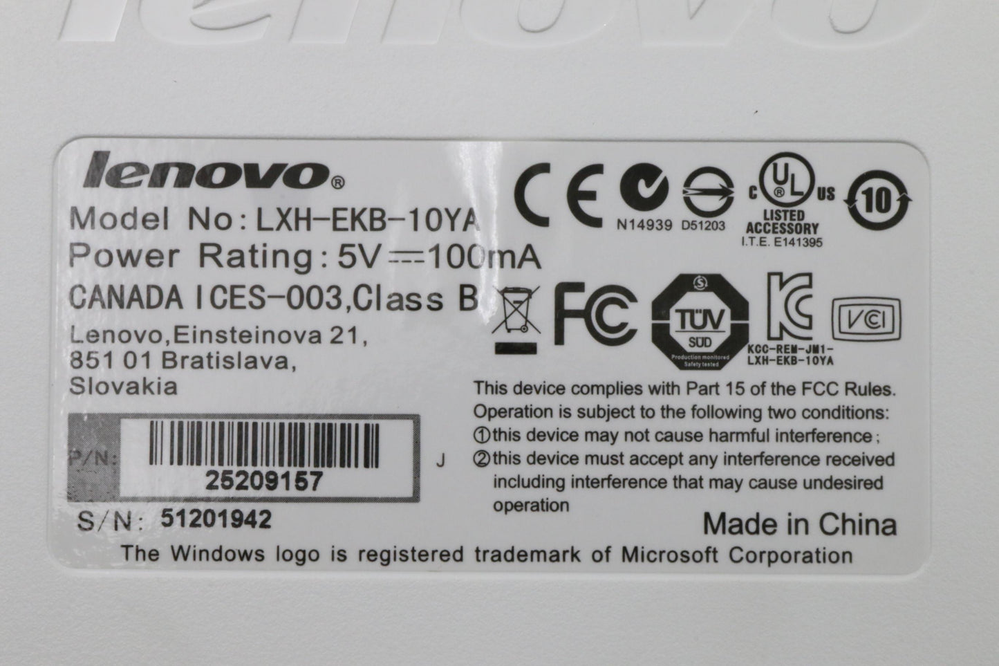 Lenovo Kb Keyboards External - 25209157