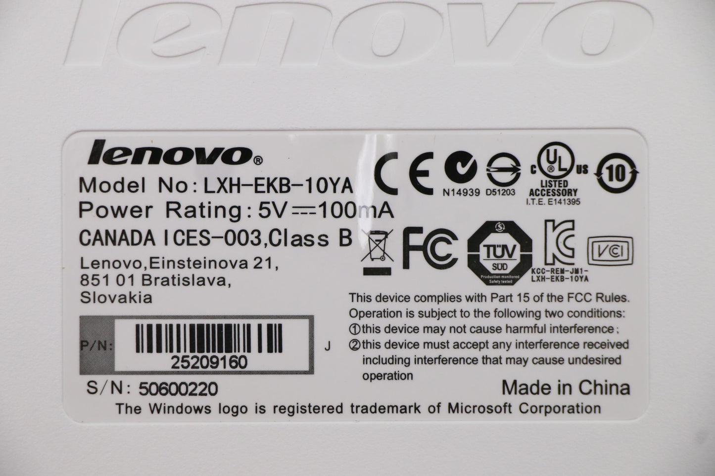 Lenovo Kb Keyboards External - 25209160