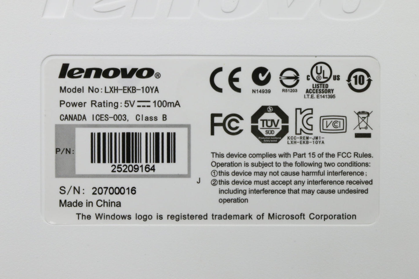 Lenovo Kb Keyboards External - 25209164