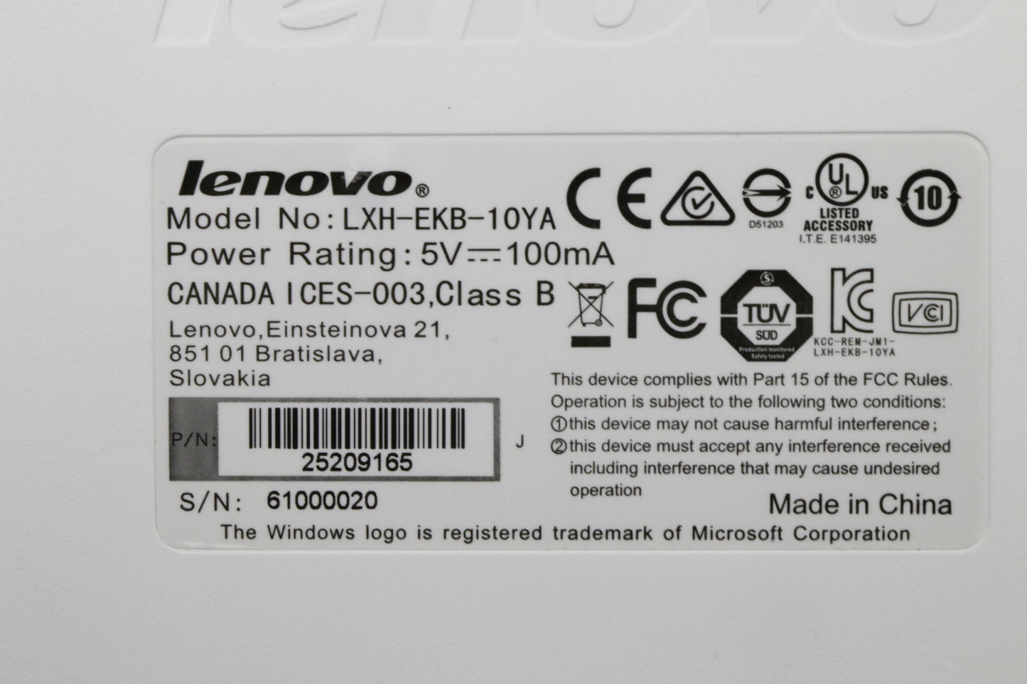 Lenovo Kb Keyboards External - 25209165