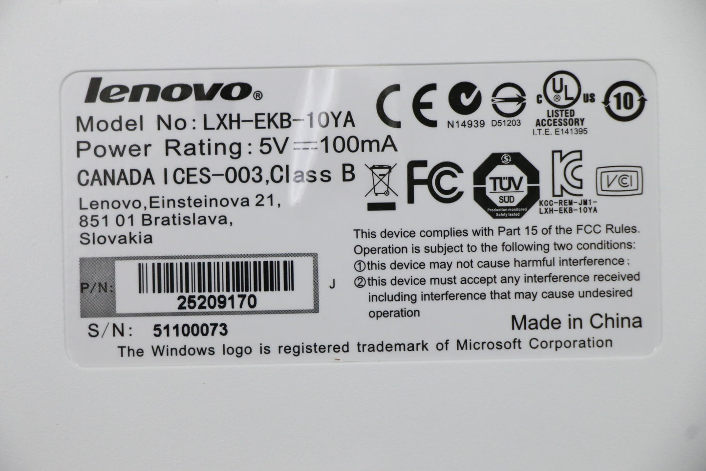 Lenovo Kb Keyboards External - 25209170