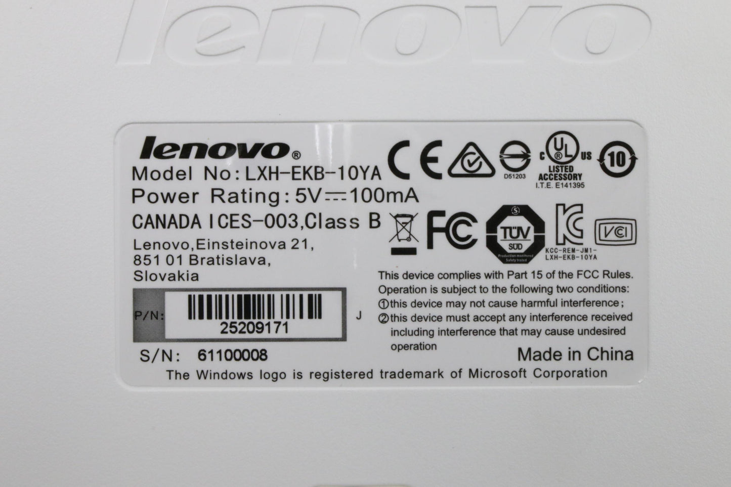 Lenovo Kb Keyboards External - 25209171