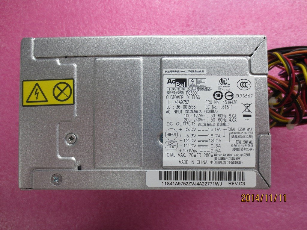 Lenovo 45J9436 Cru280W Atx Power Supply