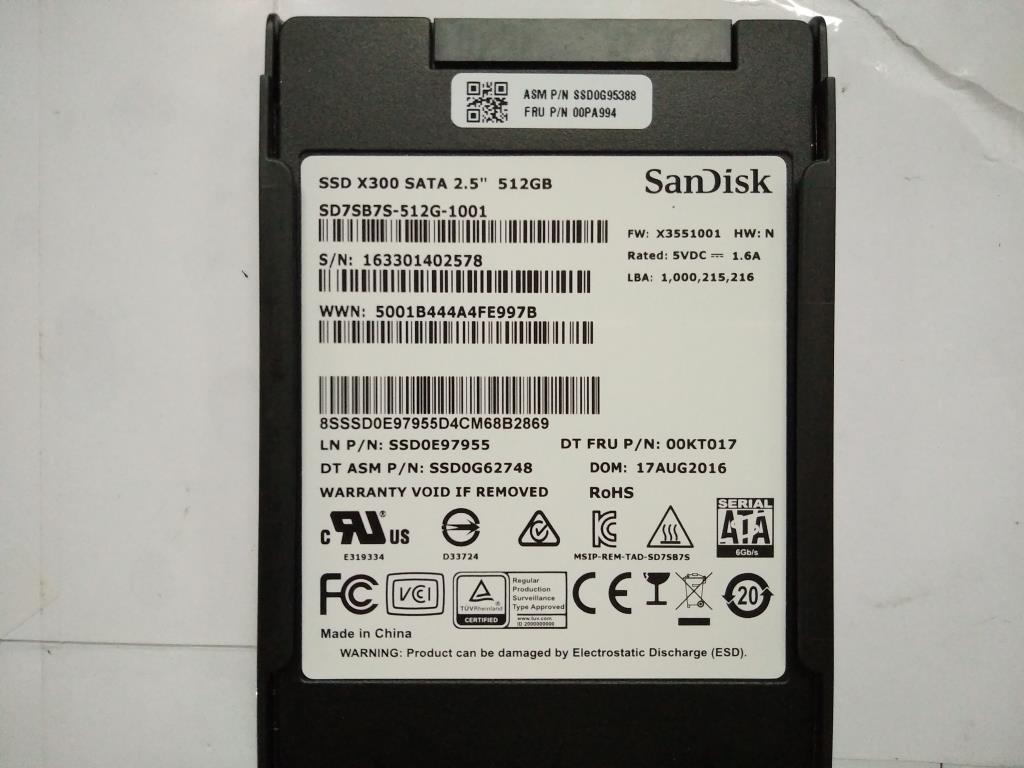 Lenovo Ssd Asm 512G,2.5-Inch ,7Mm,Sat - 00PA994