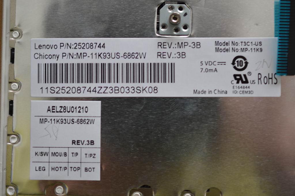 Lenovo Keyboard Ccy T3C1 Us84 Keyblk - 25208744
