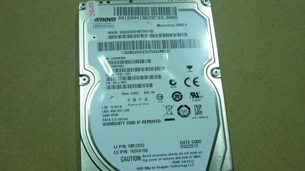 Lenovo 16004186 Hdd 250G Seagate St9250315As