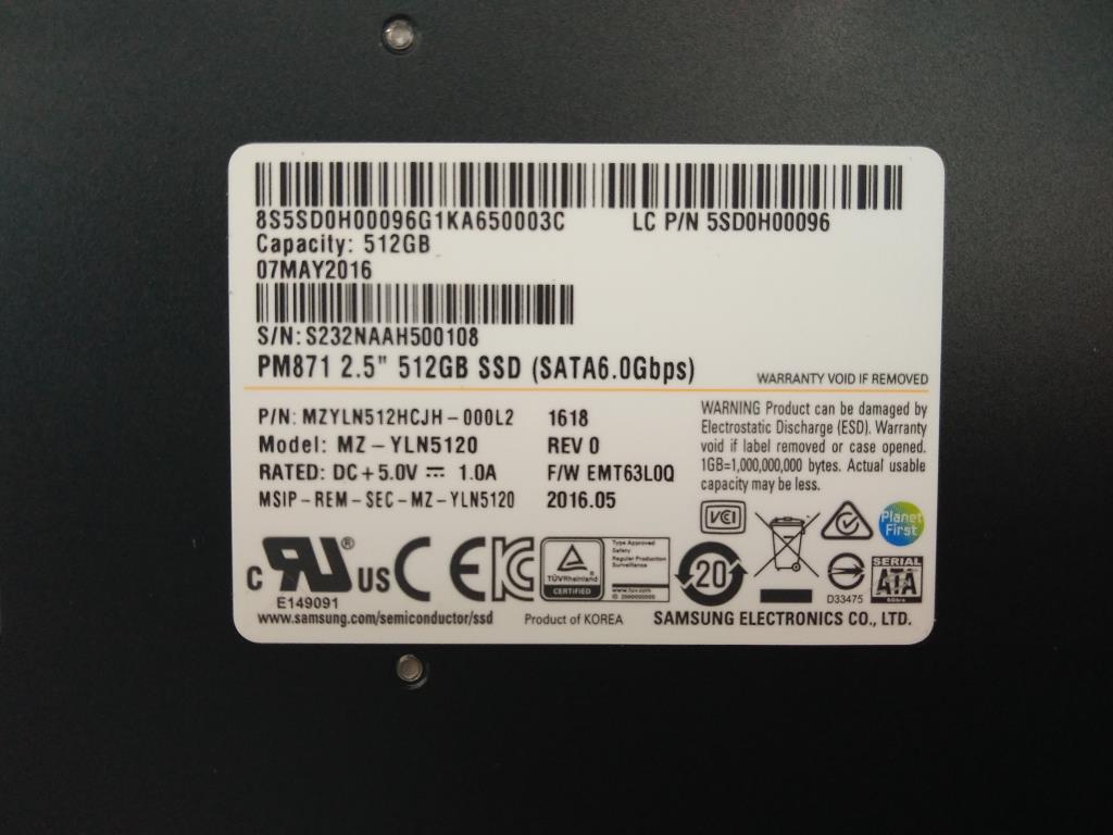Lenovo Ssd_Asm Samsung Mzyln512Hcjh 2 - 5SD0H00096