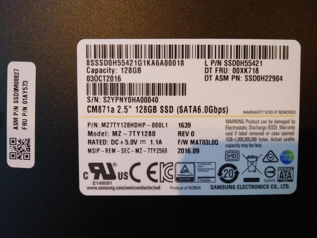Lenovo Ssd Asm Ssd,128G,2.5-Inch ,7Mm - 01AY573