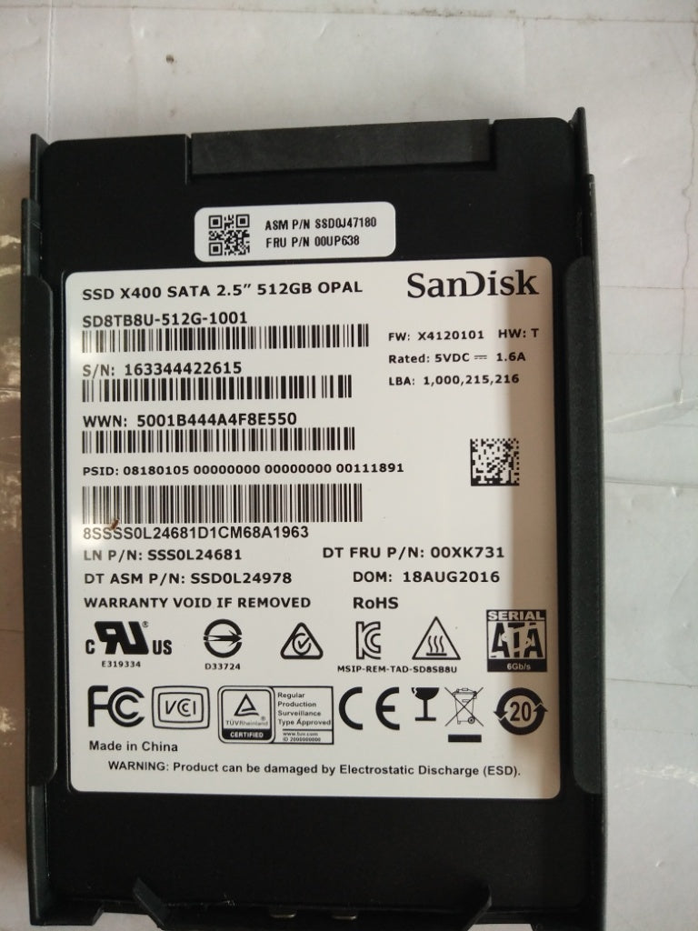 Lenovo Ssd Asm 512G,2.5-Inch ,7Mm,Sat - 00UP638