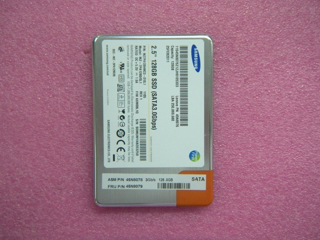 Lenovo Driveh Tray-Sata Ssd 128Gb Sam - 45N8079