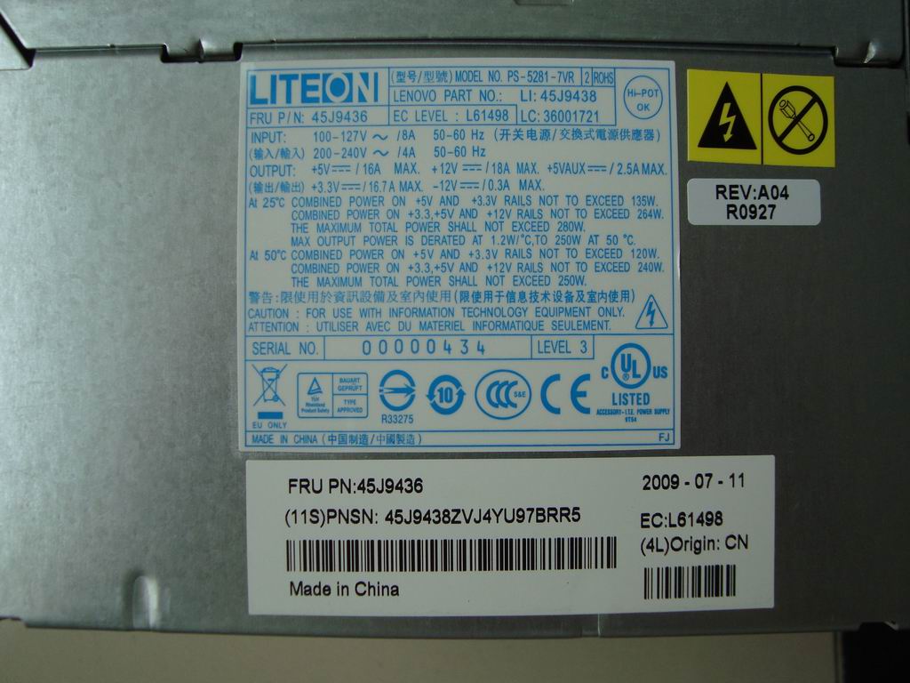 Lenovo 36001721 Power Supply