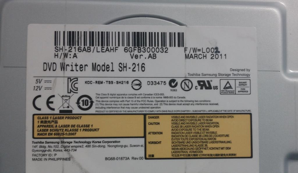 Lenovo 25200416 Dvd-Rw Drive Tsst 16Xsh-216Ab