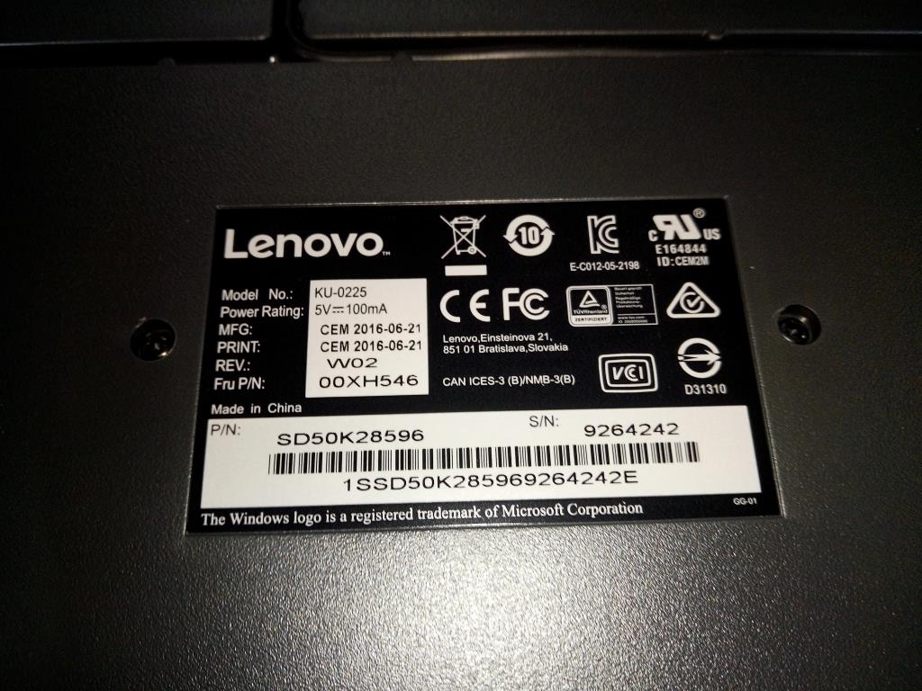 Lenovo Kb Keyboards External - 00XH546