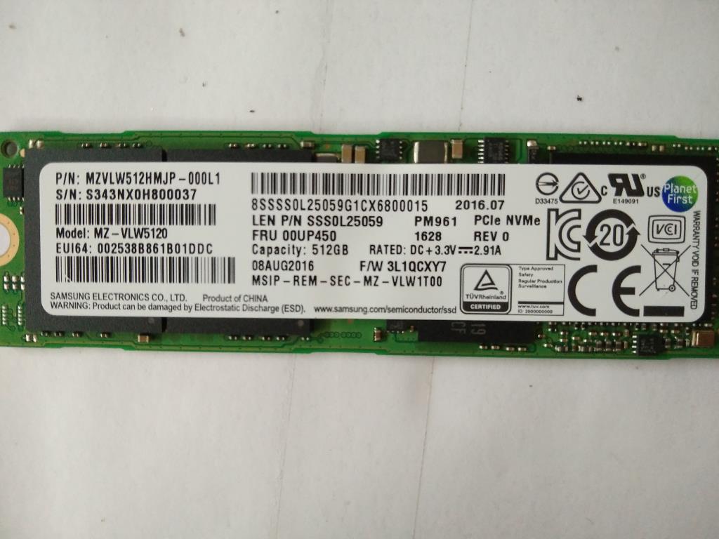 Lenovo Ssd Asm 512G,M.2,2280,Pcie3X4, - 00UP450