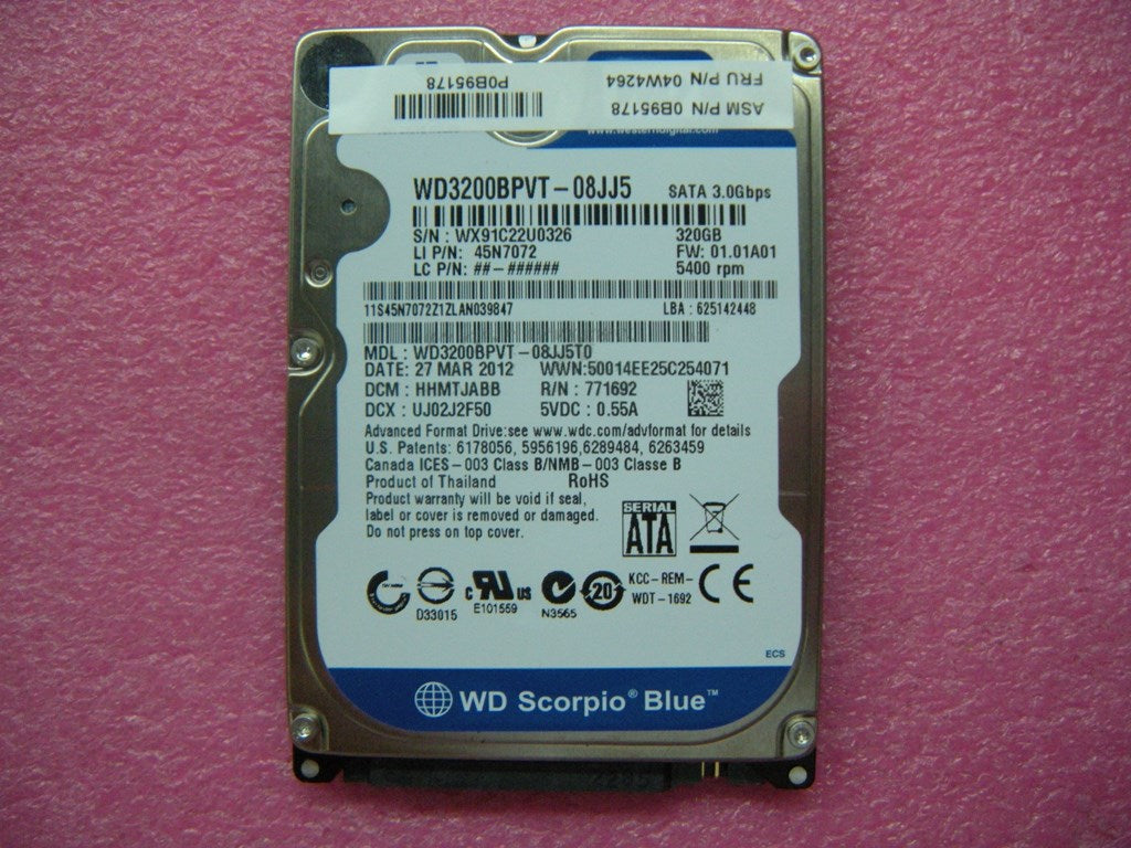 Lenovo Disk Tray-Lwgg 5400Rpm 320Gb 9 - 04W4264