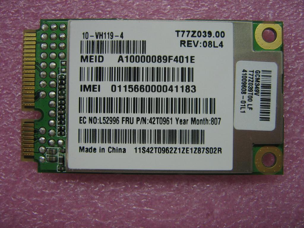 Lenovo Wireless Wan Adapter Fru - 42T0961