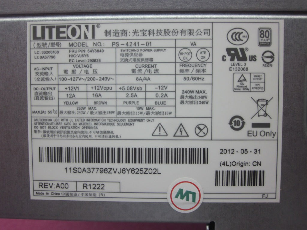 Lenovo Cru,Tfx240W85 Psu - 54Y8849