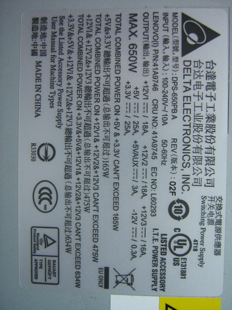 Lenovo Powersup Cru 650W Ps - 41A9745