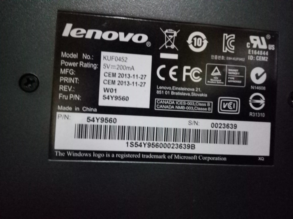 Lenovo Keyboards External - 54Y9560