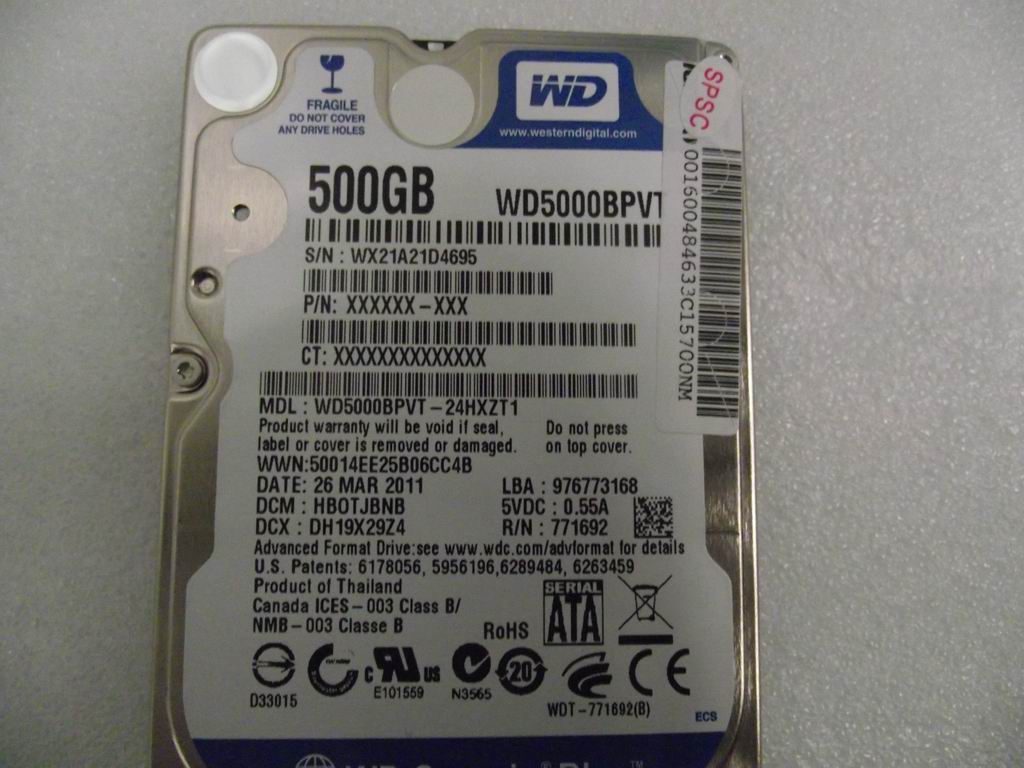 Lenovo 16004846 Hdd Wd Wd5000Bpvt-24Hxzt1 5400