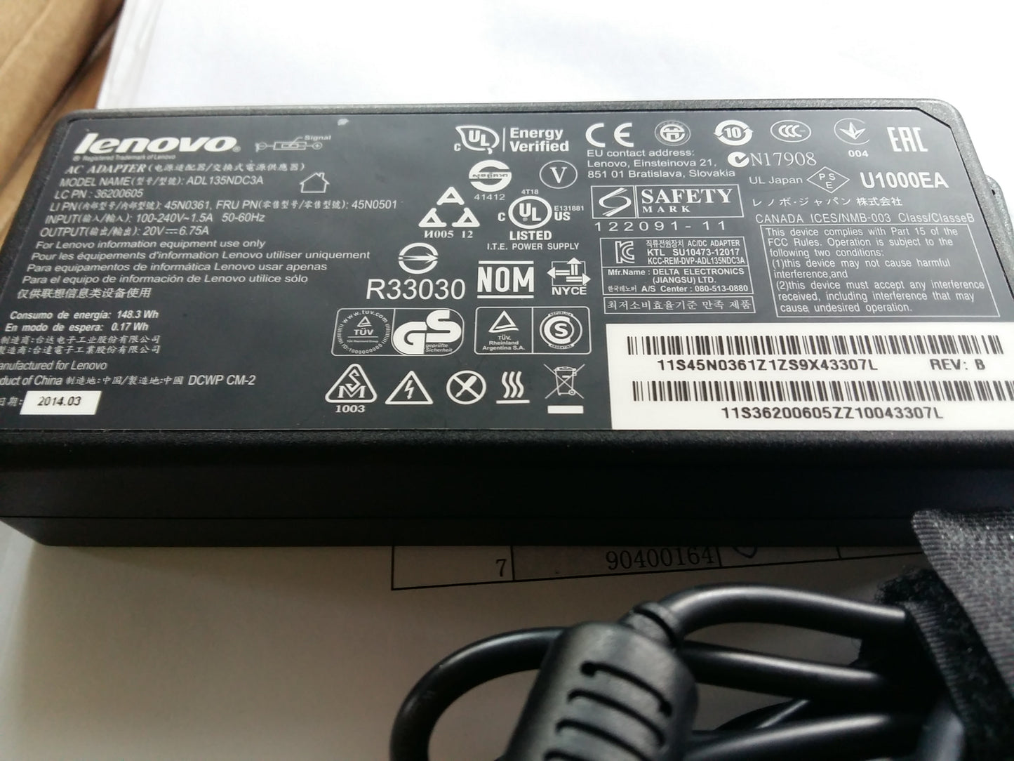 Lenovo Adapter(Cmn) Delta Adl135Ndc3A - 36200605