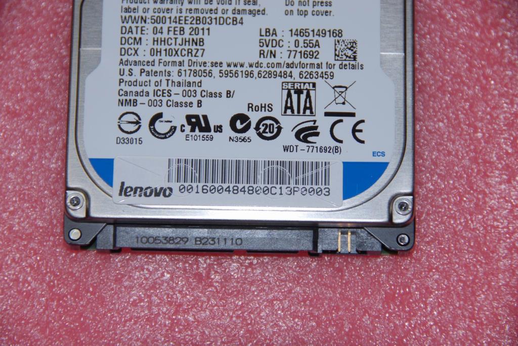 Lenovo 16004848 Hdd 750G Wd Wd7500Bpvt-24Hxzt1