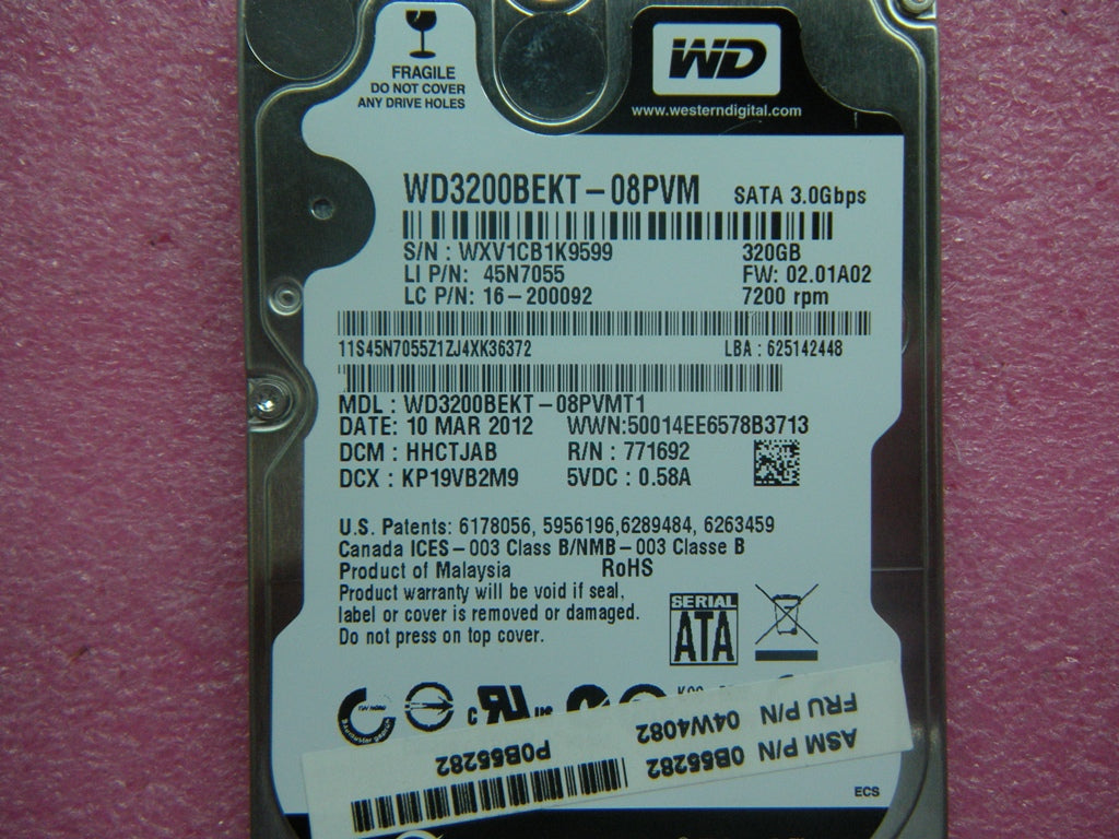 Lenovo Hdd And Nbsp / 320G 7200Rpm Wd - 04W4082