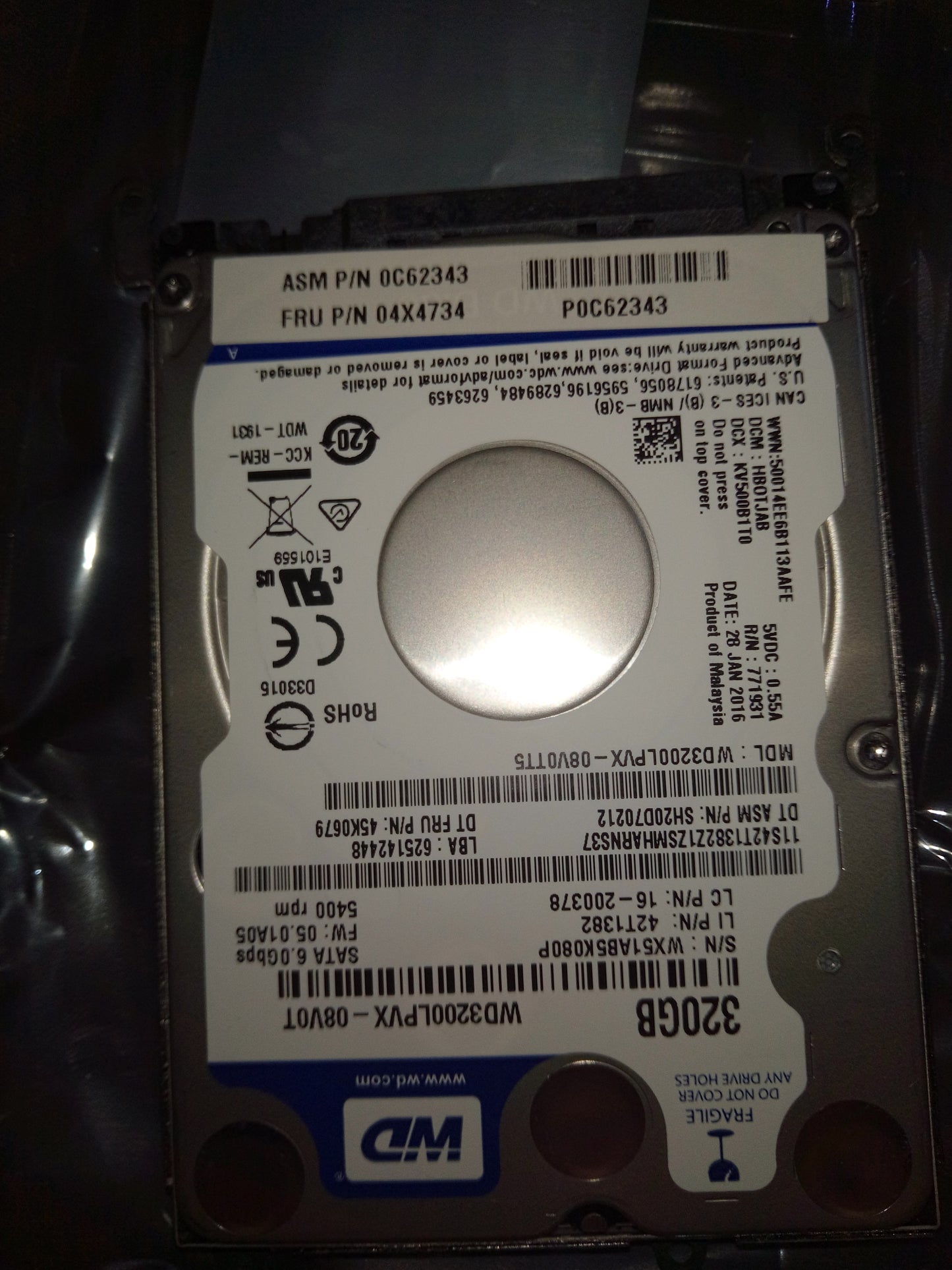 Lenovo Hard Drive Hdd Sata 320G 5400R - 04X4734