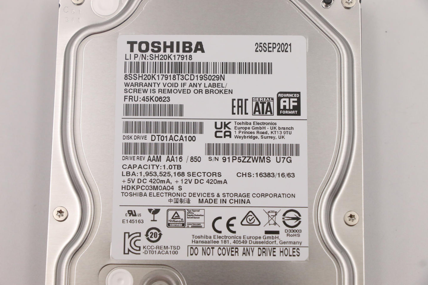 Lenovo 45K0623 1Tb Hdd 7200Rpm Sata 3Gbps 32M